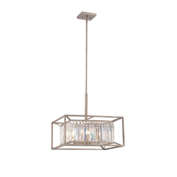 Designers Fountain Linares 60 Watt 4 Light Aged Platinum Pendant with Crystal Prisms Shade 87431-AP - main
